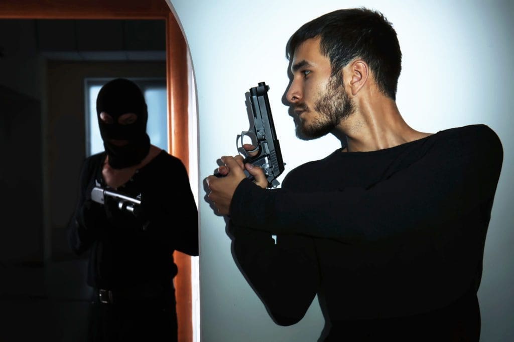 A man is prepared to defend his home pursuant to the castle doctrine.